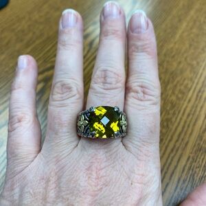 Elegant silver and  18K Gold lemon quartz ring